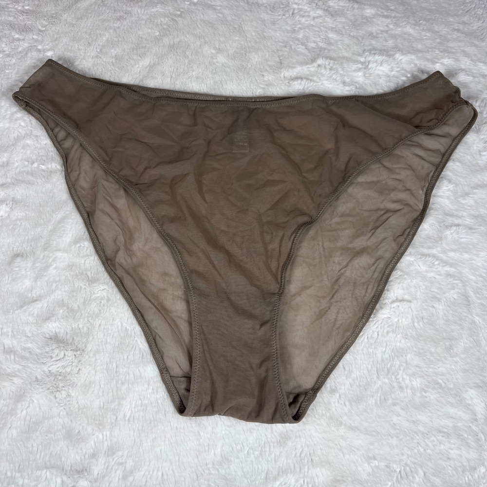 SKIMS Women's Summer Mesh Brief Taupe Brown Sheer Panty Size 3X NWOT